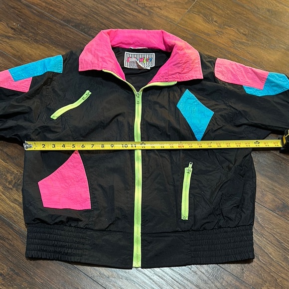 Vintage East West Colorful Ski Windbreaker Black Jacket with Neon Accents - Picture 5 of 15